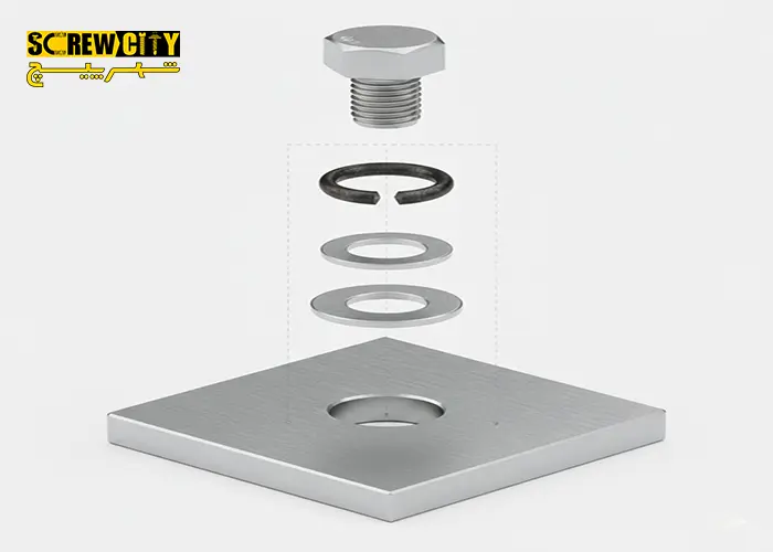 ترتیب صحیح بستن واشر تخت و فنری در پیچ و مهره.