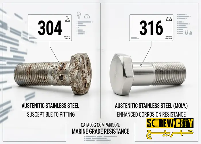 Visual comparison of 304 vs. 316 stainless steel